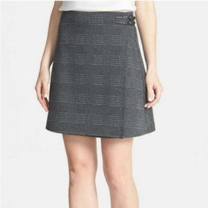Vince Camuto | Houndstooth Plaid Faux Wrap Skirt